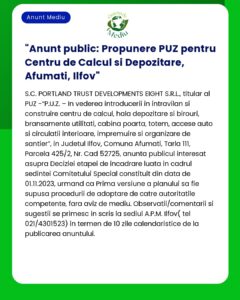 Anunt public: Propunere PUZ pentru Centru de Calcul si Depozitare Afu