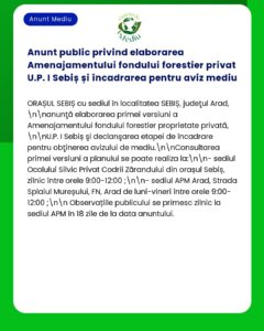 Anunt public privind elaborarea Amenajamentului fondului forestier pri
