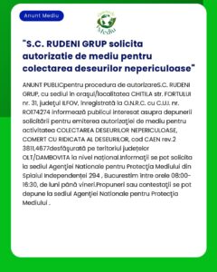 S.C. RUDENI GRUP solicita autorizatie de mediu pentru colectarea deseu