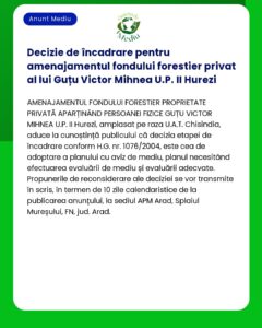 Decizie de încadrare pentru amenajamentul fondului forestier privat al