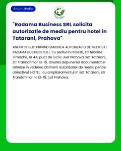 Radama Business SRL solicita autorizatie de mediu pentru hotel in Tata