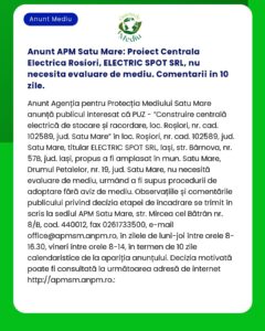 Anunt APM Satu Mare: Proiect Centrala Electrica Rosiori ELECTRIC SPOT