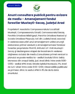 Anunt consultare publică pentru avizare de mediu - Amenajament fondul