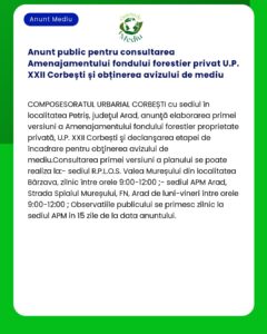 Anunt public pentru consultarea Amenajamentului fondului forestier pri