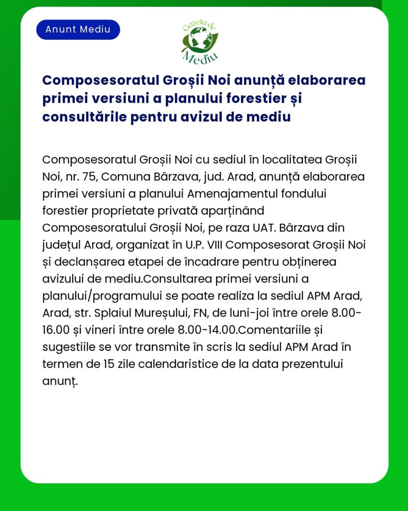 Composesoratul Groșii Noi anunță elaborarea primei versiuni a planului