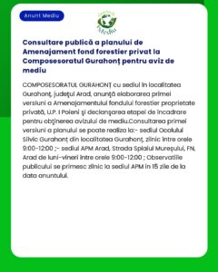 Consultare publică a planului de Amenajament fond forestier privat la