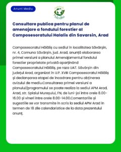 Consultare publica pentru planul de amenajare a fondului forestier al