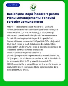 Declanșare Etapă Încadrare pentru Planul Amenajamentul Fondului Forest