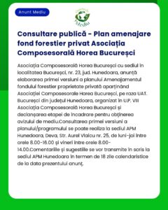 Consultare publică - Plan amenajare fond forestier privat Asociația Co