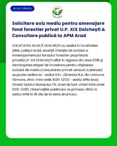 Solicitare aviz mediu pentru amenajare fond forestier privat U.P. XIX