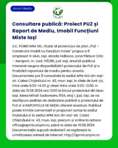 Consultare publică: Proiect PUZ și Raport de Mediu Imobil Funcțiuni M
