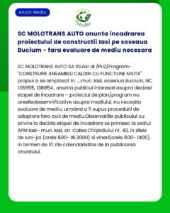 SC MOLOTRANS AUTO anunta incadrarea proiectului de constructii Iasi pe