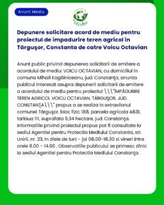 Depunere solicitare acord de mediu pentru proiectul de impadurire tere