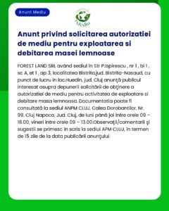 Anunt privind solicitarea autorizatiei de mediu pentru exploatarea si