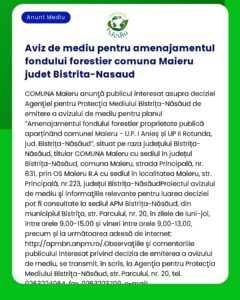 Aviz de mediu pentru amenajamentul fondului forestier comuna Maieru ju