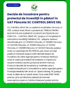Decizie de încadrare pentru proiectul de investiții în păduri în UAT P