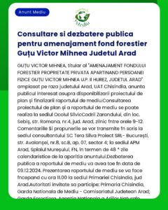 Consultare si dezbatere publica pentru amenajament fond forestier Guțu