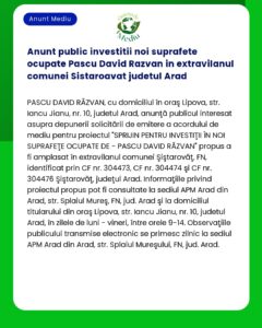 Anunt public investitii noi suprafete ocupate Pascu David Razvan in ex