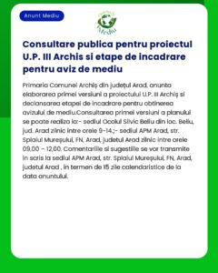 Consultare publica pentru proiectul U.P. III Archis si etape de incadr