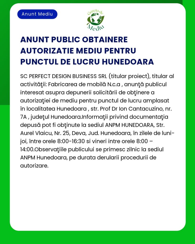 Anunț pentru obținerea autorizației permis de muncă în Hunedoara în care se detaliază procedurile de aplicare și datele de contact