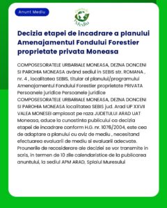 Decizia etapei de incadrare a planului Amenajamentul Fondului Forestie