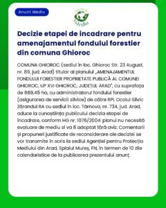 Decizie etapei de incadrare pentru amenajamentul fondului forestier di