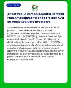 Anunt Public Composesoratul Bontesti Plan Amenajament Fond Forestier A
