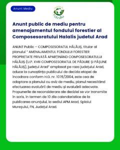 Anunt public de mediu pentru amenajamentul fondului forestier al Compo