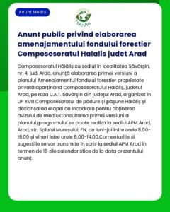 Anunt public privind elaborarea amenajamentului fondului forestier Com