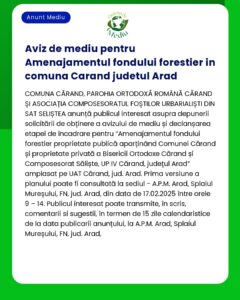 Aviz de mediu pentru Amenajamentul fondului forestier in comuna Carand