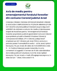 Aviz de mediu pentru amenajamentul fondului forestier din comuna Caran