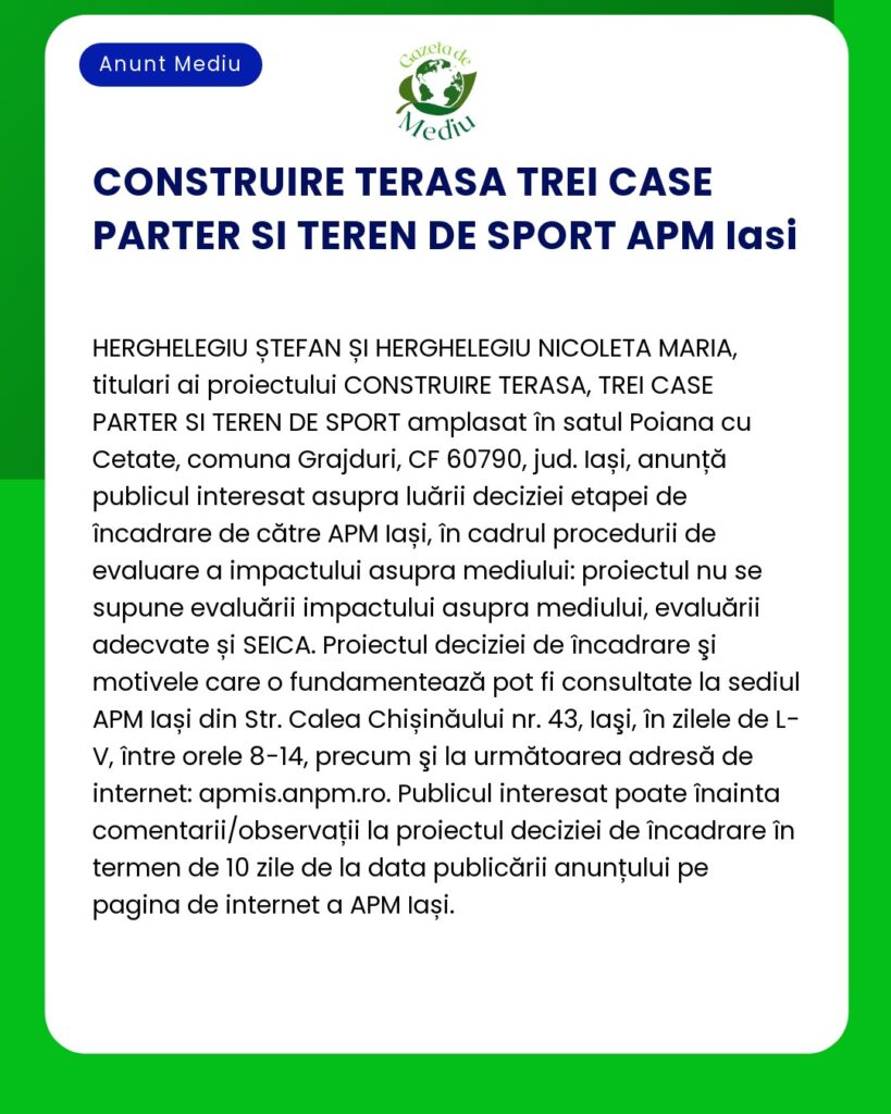 Construire Terasa Trei Case Parter și Teren de Sport în Iași detalii privind procesul și evaluarea