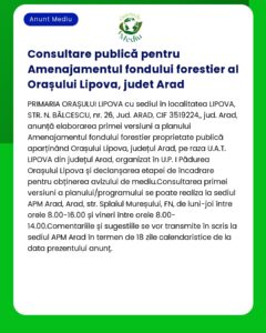 Consultare publică pentru Amenajamentul fondului forestier al Orașului