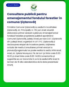 Consultare publică pentru amenajamentul fondului forestier în comuna Ș