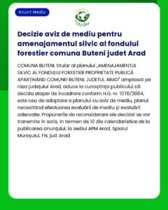 Decizie aviz de mediu pentru amenajamentul silvic al fondului forestie
