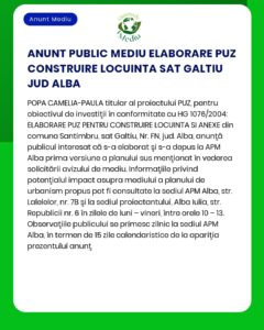Aviz pentru planificare constructii PUZ in Galtia judetul Alba
