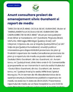 Anunt consultare proiect de amenajament silvic Gurahont si raport de m