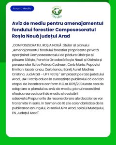 Aviz de mediu pentru amenajamentul fondului forestier Composesoratul R