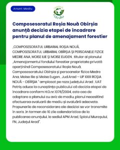 Composesoratul Roșia Nouă Obîrșia anunță decizia etapei de încadrare p
