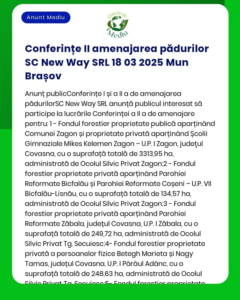 Conferințe II amenajarea pădurilor SC New Way SRL 18 03 2025 Mun Brașov