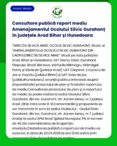 Consultare publică raport mediu Amenajamentul Ocolului Silvic Gurahonț