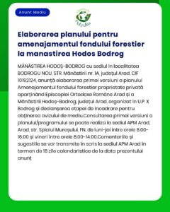 Elaborarea planului pentru amenajamentul fondului forestier la manasti