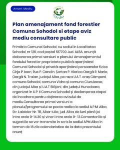 Plan amenajament fond forestier Comuna Sohodol si etape aviz mediu con