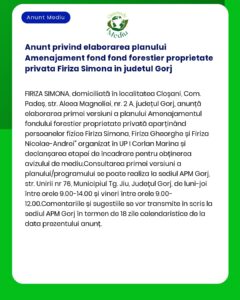 Anunt privind elaborarea planului Amenajament fond fond forestier prop