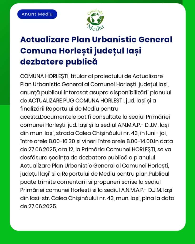 Nu există suficiente informații din textul furnizat pentru a reda conținutul exact al anunțului