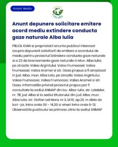 Anunt depunere solicitare emitere acord mediu extindere conducta gaze