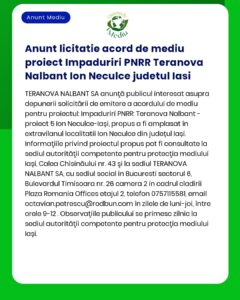 Anunt licitatie acord de mediu proiect Impaduriri PNRR Teranova Nalban