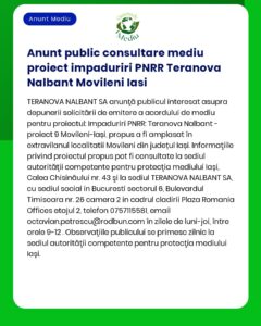 Anunt public consultare mediu proiect impaduriri PNRR Teranova Nalbant