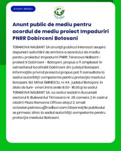 Anunt public de mediu pentru acordul de mediu proiect Impaduriri PNRR