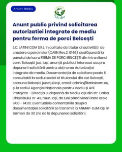 Anunt public privind solicitarea autorizatiei integrate de mediu pentr